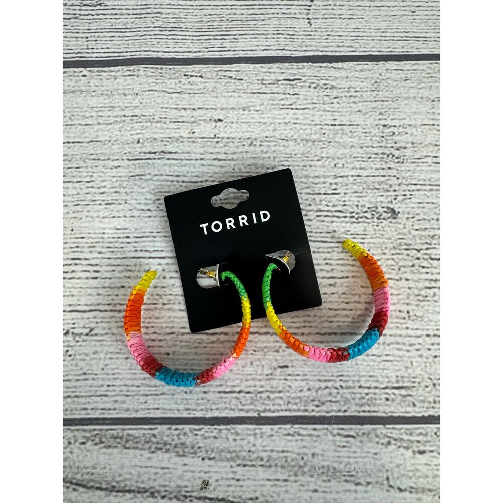 Torrid Women's Bright Colorful Wrapped Open Hoop Earrings
